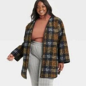 Ava & Viv Rust Plaid Overcoat Size 4X